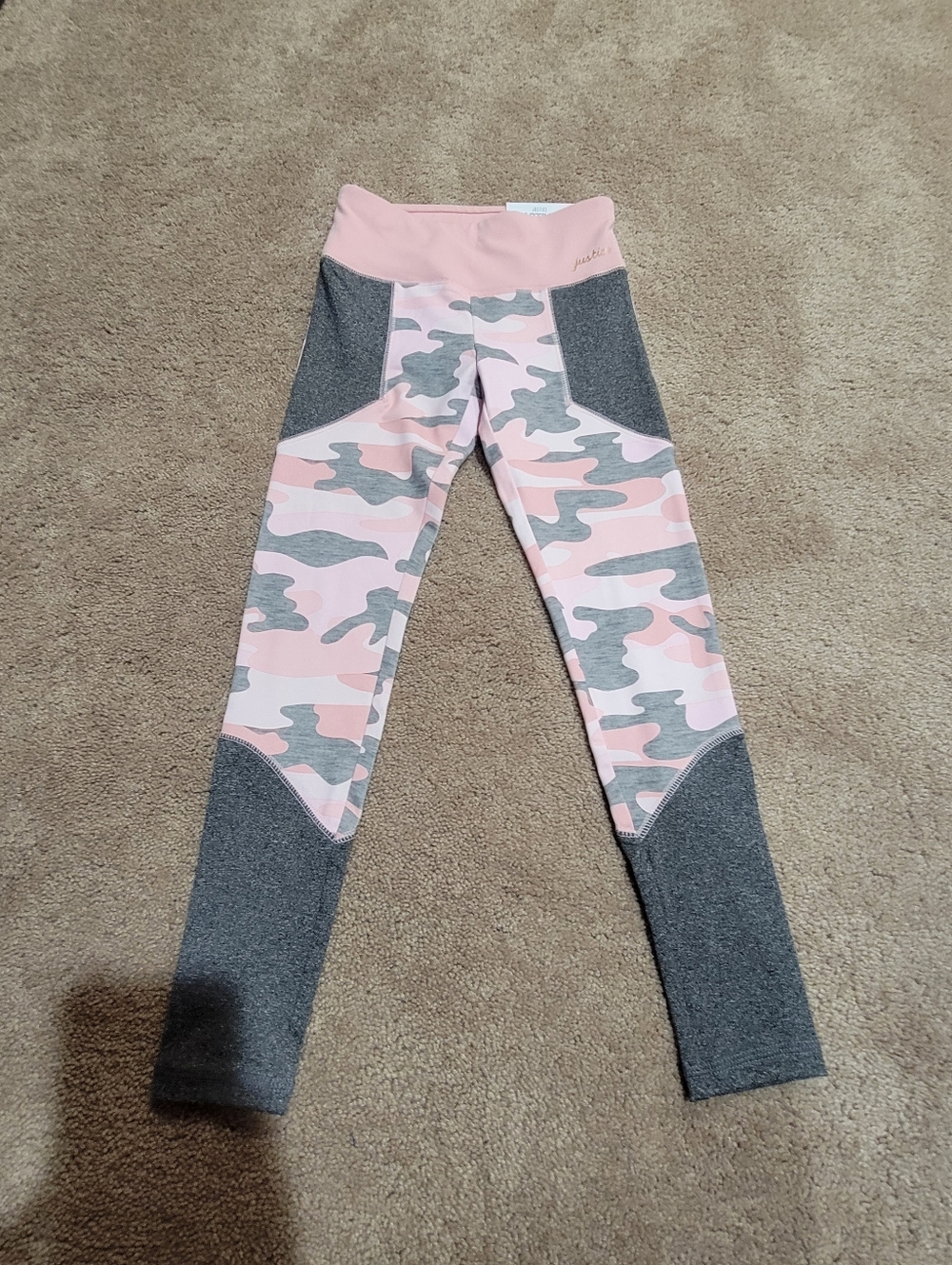 Justice Active High Waist Pink Camo Leggings Size 8 Girls NWT